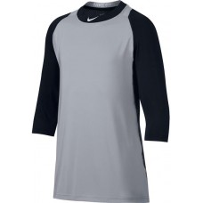Nike Boys' Pro Cool Reglan 3/4-Sleeve Baseball Black/Grey Shirt