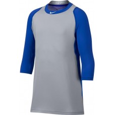 Nike Boys' Pro Cool Reglan 3/4-Sleeve Baseball Royal/Grey Shirt Nike Boys' Pro Cool Reglan 3/4-Sleeve Baseball Royal/Grey Shirt