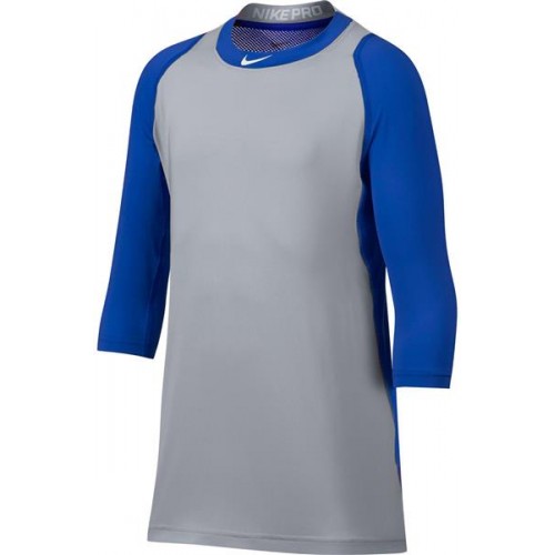 Nike Boys' Pro Cool Reglan 3/4-Sleeve Baseball Royal/Grey Shirt Nike Boys' Pro Cool Reglan 3/4-Sleeve Baseball Royal/Grey Shirt