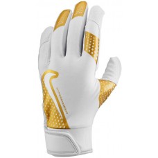 Nike Girls' Hyperdiamond 2.0 Batting White/White/Gold Gloves Nike Girls' Hyperdiamond 2.0 Batting White/White/Gold Gloves