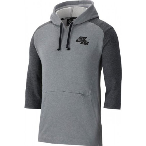 Nike Men's 3/4 Sleeve Pullover Baseball Chcl Hthr/Dk Gry Hthr/Blk Hoodie Nike Men's 3/4 Sleeve Pullover Baseball Chcl Hthr/Dk Gry Hthr/Blk Hoodie