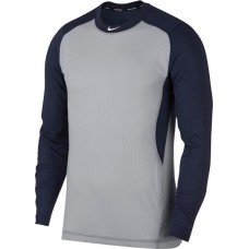 Nike Men's Long-Sleeve Baseball Wolf Grey/College Navy Top Nike Men's Long-Sleeve Baseball Wolf Grey/College Navy Top