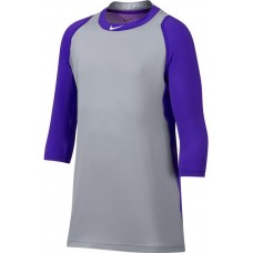 Nike Men's Pro Cool Reglan 3/4-Sleeve Baseball Purple/Grey Shirt
