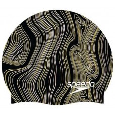 Speedo Printed Elastomeric Silicone Swim Black/Gold Cap Speedo Printed Elastomeric Silicone Swim Black/Gold Cap