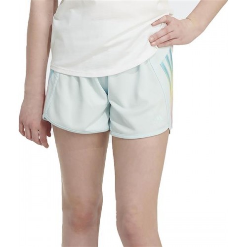 Adidas Girls' 3 Stripe Mesh Almost Blue Short Adidas Girls' 3 Stripe Mesh Almost Blue Short