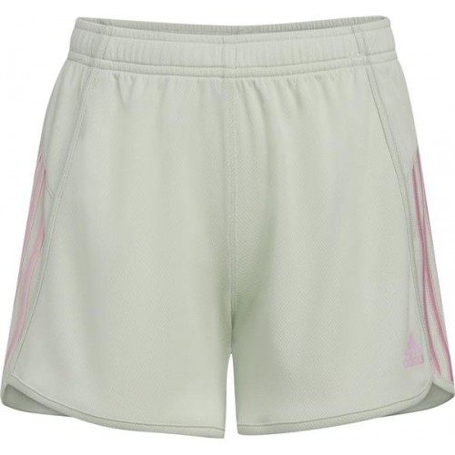 Adidas Girls' 3 Stripe Mesh Linen Green Short Adidas Girls' 3 Stripe Mesh Linen Green Short