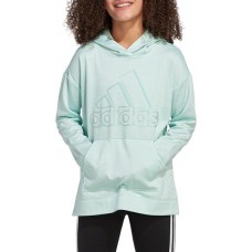 adidas Girls' Badge of Sport Melange Fleece Halo Mint Heather Hoodie