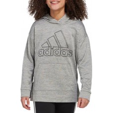 adidas Girls' Badge of Sport Melange Fleece Medium Grey Heather Hoodie