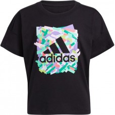 adidas Girls' Boxy Short Sleeve Black T-Shirt