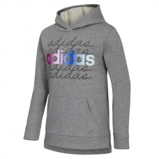 adidas Girls' HO21 Cotton Fleece Charcoal Grey Hoodie adidas Girls' HO21 Cotton Fleece Charcoal Grey Hoodie