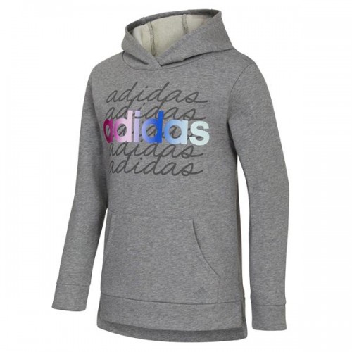 adidas Girls' HO21 Cotton Fleece Charcoal Grey Hoodie adidas Girls' HO21 Cotton Fleece Charcoal Grey Hoodie