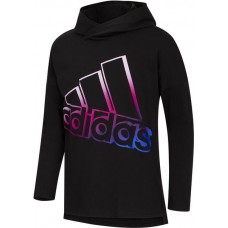 adidas Girls' Long Sleeve Hooded Black T-shirt