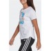 Adidas Girls' Short Rolled Sleeve White/Multi T-Shirt