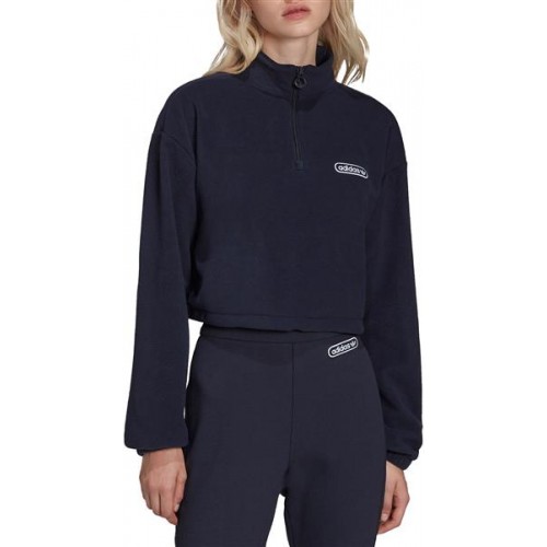 adidas Originals Women's Retro Luxury 1/4 Zip Cropped Legend Ink Sweater adidas Originals Women's Retro Luxury 1/4 Zip Cropped Legend Ink Sweater