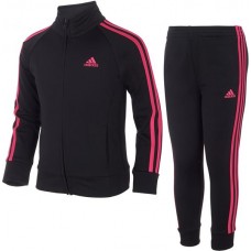 adidas Toddler Classic Tricot Jacket and Jogger Pants Black/Real Magenta Set