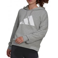 adidas Women's 3 Bar Medium Grey Heather Hoodie adidas Women's 3 Bar Medium Grey Heather Hoodie