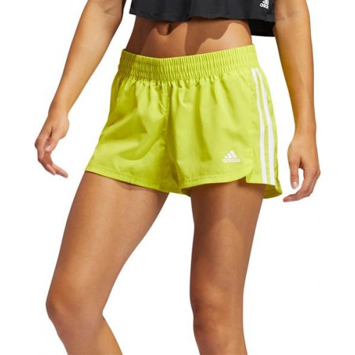 adidas Women's 3-Stripes Pacer Woven Acid Yellow/White Shorts adidas Women's 3-Stripes Pacer Woven Acid Yellow/White Shorts