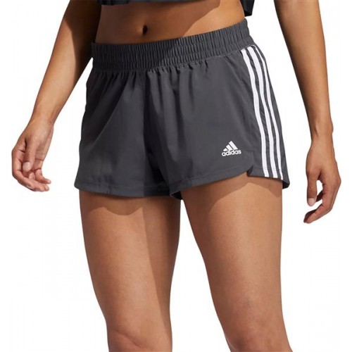 adidas Women's 3-Stripes Pacer Woven Grey/Black Shorts adidas Women's 3-Stripes Pacer Woven Grey/Black Shorts