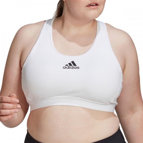 adidas Women's Badge of Sport Don't Rest Alphaskin Padded Racerback Sports White Bra adidas Women's Badge of Sport Don't Rest Alphaskin Padded Racerback Sports White Bra