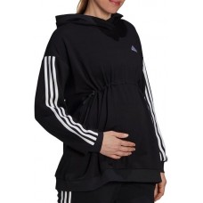 adidas Women's Cotton 3 Stripes Maternity Black/White Hoodie