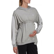 adidas Women's Cotton 3 Stripes Maternity Medium Grey Heather/White Hoodie adidas Women's Cotton 3 Stripes Maternity Medium Grey Heather/White Hoodie