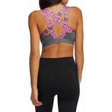 adidas Women's Don't Rest Branded Grey/Screaming Pink Bra adidas Women's Don't Rest Branded Grey/Screaming Pink Bra