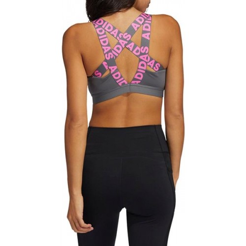 adidas Women's Don't Rest Branded Grey/Screaming Pink Bra adidas Women's Don't Rest Branded Grey/Screaming Pink Bra