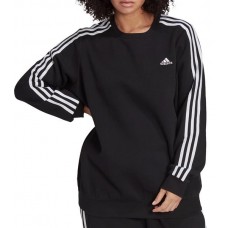 adidas Women's Essentials 3-Stripes Fleece Black/White Sweatshirt adidas Women's Essentials 3-Stripes Fleece Black/White Sweatshirt