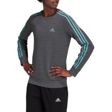 adidas Women's Essentials 3-Stripes Fleece Dark Grey Heather Sweatshirt adidas Women's Essentials 3-Stripes Fleece Dark Grey Heather Sweatshirt