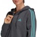 adidas Women's Essentials Fleece 3-Stripes Full Zip Dark Grey Heather Jacket