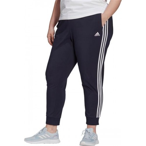 adidas Women's Essentials Single Jersey 3-Stripes Jogger Ink/White Stripe Pants adidas Women's Essentials Single Jersey 3-Stripes Jogger Ink/White Stripe Pants