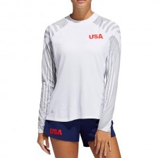 adidas Women's HEAT.RDY USA Long Sleeve Mock Neck Golf White/Grey T-Shirt
