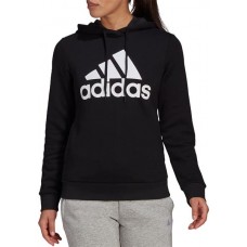 adidas Women's Loungewear Essentials Logo Fleece Black/White Hoodie adidas Women's Loungewear Essentials Logo Fleece Black/White Hoodie