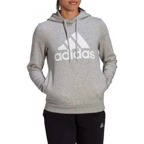 adidas Women's Loungewear Essentials Logo Fleece Medium Grey Heather/White Hoodie adidas Women's Loungewear Essentials Logo Fleece Medium Grey Heather/White Hoodie