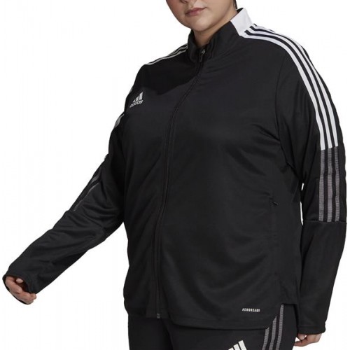 adidas Women's Plus Size Tiro 21 Track Black/White Jacket adidas Women's Plus Size Tiro 21 Track Black/White Jacket