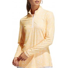 adidas Women's Printed AERO.READY Quarter Zip White/Acid Orange Pullover adidas Women's Printed AERO.READY Quarter Zip White/Acid Orange Pullover