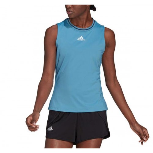adidas Women's Tennis Match Tank Hazy Blue/White Top adidas Women's Tennis Match Tank Hazy Blue/White Top