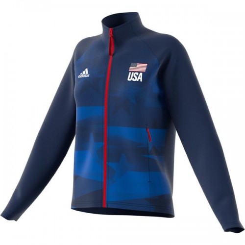 adidas Women's USA Volleyball Warm-Up Team Navy Blue/White/Red Jacket adidas Women's USA Volleyball Warm-Up Team Navy Blue/White/Red Jacket