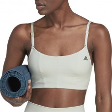 adidas Women's Yoga Studio Light Support Linen Green Bra