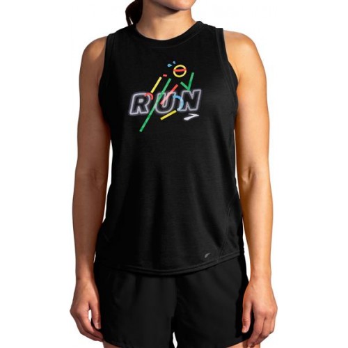 Brooks Women's Distance Graphic Tank Black Top Brooks Women's Distance Graphic Tank Black Top