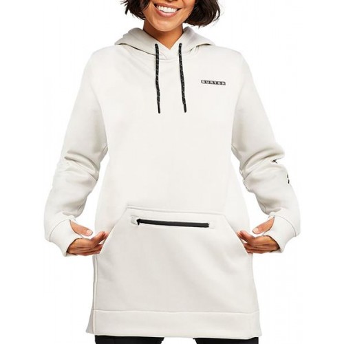 Burton Women's Oak Long Pullover Stout White Heather Hoodie Burton Women's Oak Long Pullover Stout White Heather Hoodie