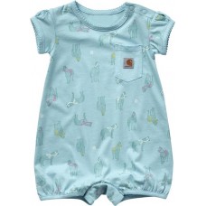 Carhartt Infant Girls' Short Sleeve Horse Print Angel Blue Romper