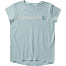 Carhartt Toddler Girls' Short Sleeve Crewneck Core Logo Angel Blue Heather T-Shirt