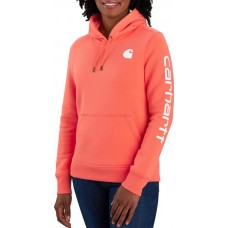 Carhartt Women's Clarksburg Graphic Sleeve Electric Coral Hoodie