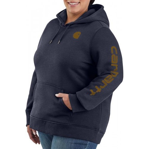 Carhartt Women's Clarksburg Graphic Sleeve Navy Heather Hoodie Carhartt Women's Clarksburg Graphic Sleeve Navy Heather Hoodie