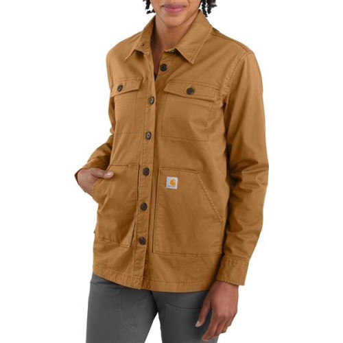 Carhartt Women's Loose Twill Long Sleeve Jersey Lined Carhartt Brown Shirt Carhartt Women's Loose Twill Long Sleeve Jersey Lined Carhartt Brown Shirt