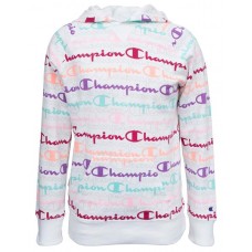 Champion Girls' Allover Print Raglan Fleece White Hoodie