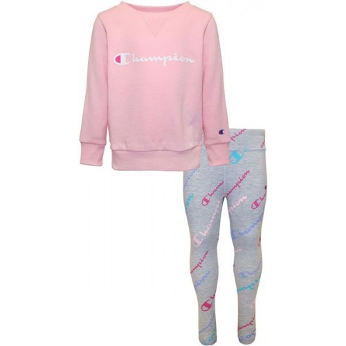 Champion Girls' Classic Crew T-Shirt and Legging Pink Candy/Oxford Heather Set Champion Girls' Classic Crew T-Shirt and Legging Pink Candy/Oxford Heather Set