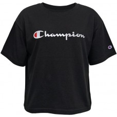 Champion Girls' Solid Boxy Black T-Shirt