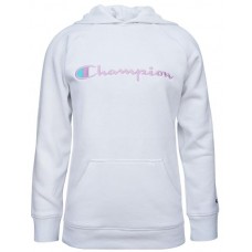 Champion Girls' Solid Raglan Fleece White Hoodie